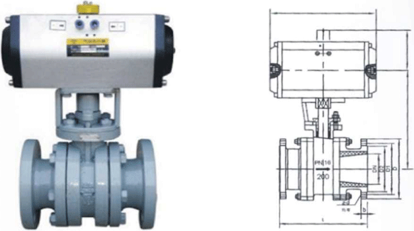 Q641SY氣動超硬密封面球閥尺寸圖