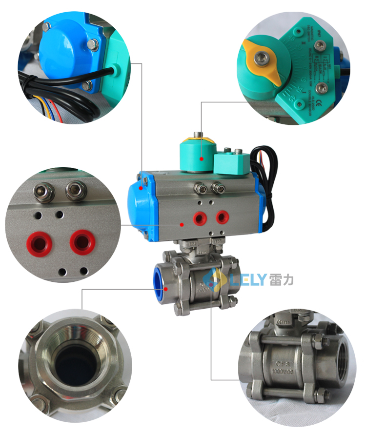 氣動(dòng)三片式不銹鋼螺紋球閥 氣動(dòng)三片式不銹鋼螺紋球閥